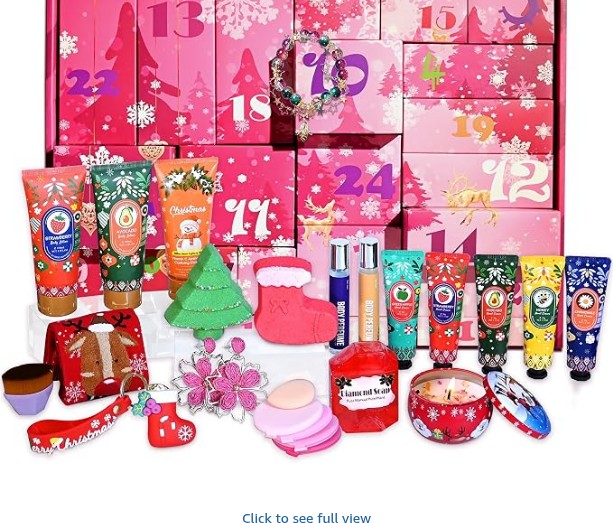 Advent Calendar 2026 Beauty Gifts for Women Girls Mum Friend | 24pcs Spa Pamper Gift Sets Bubble Bath Countdow Calendar, Skincare Xmas Secret Santa Gift Basket for Her Lady