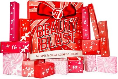 W7 Beauty Blast Makeup Advent Calendar 2026-24 Cosmetic Treats | 24 Individually Numbered Boxes, Cruelty-Free Formulas, Mini and Full-Size W7 Products, Makeup and Beauty Gifting